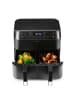 MAXXMEE Heißluft-Fritteuse Doppelkammer 7,6l 2400W schwarz/silber Schwarz