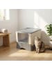 relaxdays Katzenklo in Weiß/ Grau - (B)36 x (H)36 x (T)50 cm