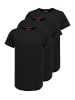 Sublevel T-Shirt Kurzarm Rundhals 3er Pack mit Rollkante in Schwarz