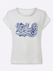 WITT WEIDEN Kurzarmshirt in weiß-royalblau-bedruckt
