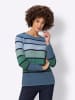 Sieh an! Langarm-Pullover in mittelblau-grün-geringelt