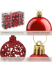 tectake Weihnachtskugeln  Durchmesser 3, 4 und 6 cm, rot