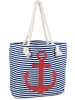 styleBREAKER Strandtasche in Blau-Weiß / Rot