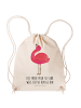Mr. & Mrs. Panda Sportbeutel Flamingo Stolz mit Spruch in Creme