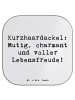 Mr. & Mrs. Panda Holz Untersetzer Spruch Mutiger Dackel mit Spruch in Weiß