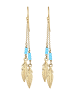 Elli Ohrringe 925 Sterling Silber Boho, Feder, Kugel in Gold
