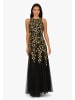 Adrianna Papell Langes Abendkleid Halter Bead Godet Dress in black/gold