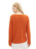 Tom Tailor Strickpullover Ripp Knit V-Neck Pullover in Orange