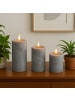 relaxdays 3 x LED Kerzen in Grau