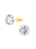 Alexander York Ohrstecker ROUND ZIRCONIA 8 mm in Gold aus 925 Sterling Silber, 2-tlg.