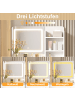 ABRIHOME Schminktisch in Weiß 80x40x127 cm mit LED Spiegel 5 Schubladen 1 Tür