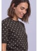 Street One Kurzarm Feinstrickpullover mit Rundhals und Muster in Black Coffee