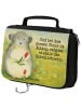 Mr. & Mrs. Panda Toilettentasche Chinchilla Blume Design mit Spruch in Weiß