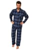 NORMANN Durchgeknöpfte Flanell Schlafanzug langarm Pyjama KaroMuster - 76513 in marine