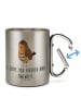 Mr. & Mrs. Panda Teetasse Eule Zufrieden mit Spruch in Silber
