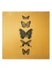 WALLART Leinwandbild Gold - Tusche Schmetterlinge auf Beige in Grau