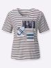 WITT WEIDEN Ringelshirt in ecru-marine-bedruckt