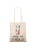 Mr. & Mrs. Panda Canvas Tasche Tante Shopping mit Spruch in Creme