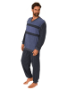 NORMANN Frottee langarm Schlafanzug Pyjama Bündchen - 81285 in blau