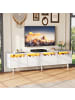 ABRIHOME Fernsehschrank TV Ständer mit LED für 75 Zoll 176*38*45cm, Weiß