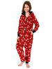 NORMANN Jumpsuit Overall Onesie Schlafanzug Eiskristall Sterne in rot