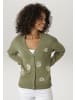 Aniston CASUAL Strickjacke in khaki-weiß-gelb