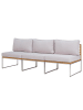 home24 home24 Loungesofa 3-teilig - Webstoff / Teak massiv / Edelstahl - Hellgrau - 210 x 74 x 70 cm in Hellgrau