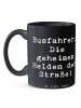 Mr. & Mrs. Panda Tasse Spruch Busfahrer Helden mit Spruch in Schwarz