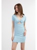 myMo Damen Minikleid Aus Rippstrick in Hellblau