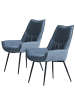 Home Nature Wohnkonzept Esszimmerstühle 2er Set aus Leinen Wing Back in Dunkelgrau 67.5x60x94 cm