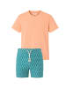 Gassa d’Amante Badeshorts & T-Shirt (2tlg. Set) Praiano in Grün-Weiss-Lachs