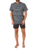 NORMANN Kurzarm Schlafanzug Shorty Pyjama Streifen in blau