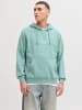 Jack & Jones Kapuzenpullover Kängurutasche Rippbündchen Kordel in Türkis