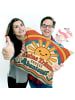 Mr. & Mrs. Panda Kissen Sonne lächelnd Design mit Spruch in Weiß