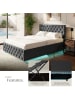 tectake Komfortbett mit LED-Leisten & Stauraum - Samtoptik mit Steppmuster