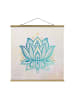 WALLART Stoffbild - Lotus Illustration Mandala gold blau in Türkis