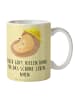 Mr. & Mrs. Panda Becher Igel Beten mit Spruch in Gelb Pastell