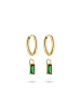 s.Oliver Creolen Green Stone in gold