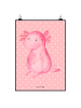 Mr. & Mrs. Panda Poster Axolotl Niedlich ohne Spruch in Rot Pastell