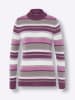 Sieh an! Stehkragen-Pullover in violett-flieder-geringelt