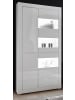 Furn.Design Vitrine Hochglanz weiß, mit weiß / grau, Vitrinenschrank mit Soft-Close
