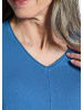 GOLDNER Baumwollpullover mit V-Ausschnitt in blau