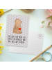 Mr. & Mrs. Panda Postkarte Bär Morgenkaffee mit Spruch in Grau Pastell