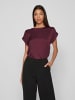 Vila Satin Blusen T-Shirt Kurzarm Basic Top Glänzend VIELLETTE in Bordeaux
