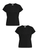 JACQUELINE de YONG Shirt 2er-Set Rundhals Kurzarn stilvolle Bluse in Schwarz-2