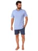 NORMANN kurzarm Schlafanzug Shorty Loungewear - 72086 in blau-melange