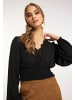IZIA Damen Cropped Bluse Langarm in Schwarz