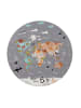 KADIMA DESIGN Kinderteppich waschmaschinenwaschbar Tier‑Weltkarten‑Muster in Grau