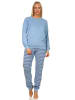 NORMANN Frottee Pyjama langarm Schlafanzug Bündchen Hose gestreift - 70508 in hellblau