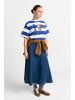 Rich & Royal Boxy Striped Shirt Croissant in Royal Blue